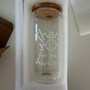 Target Glass Jar with Bamboo Lid - White Text